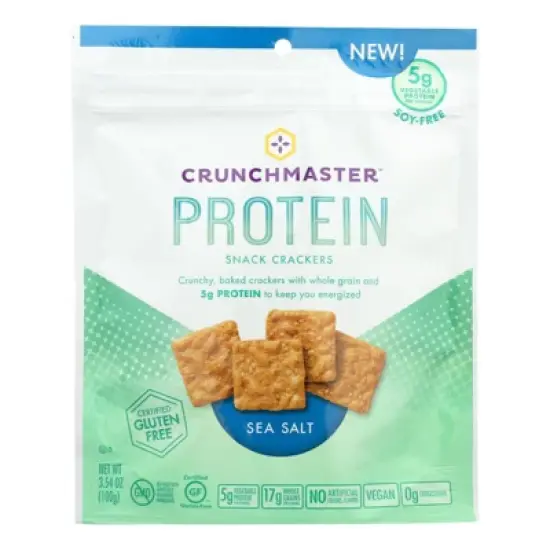 Crunchmaster Sea Salt Protein Snack Crackers - Case of 12/3.54 oz image {1}