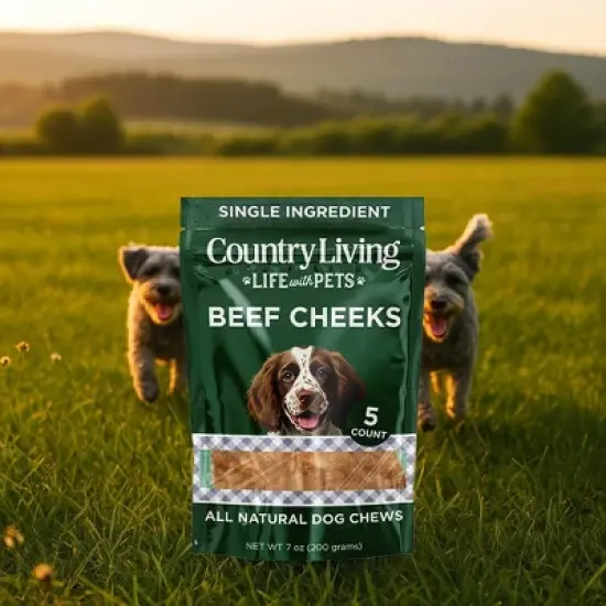 Country Living 4&rdquo; x 4&rdquo; Beef Cheek Chip Dog Treats &ndash; Chicken Flavor &ndash; 5 Count Bag &ndash; All-Natural, High-Protein, Long-Lasting Dog Chews image {4}