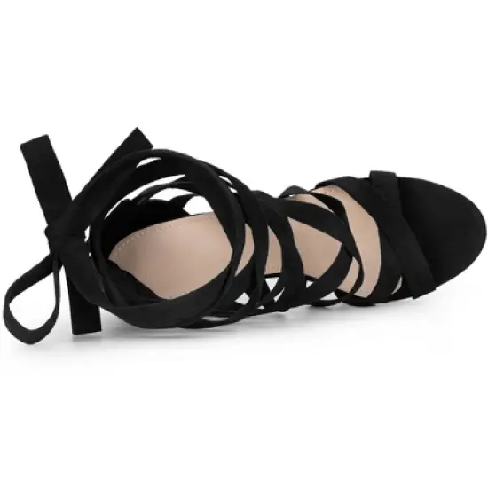 Perphy Strappy Platform Lace Up Stiletto Heels Sandals for Women image {3}