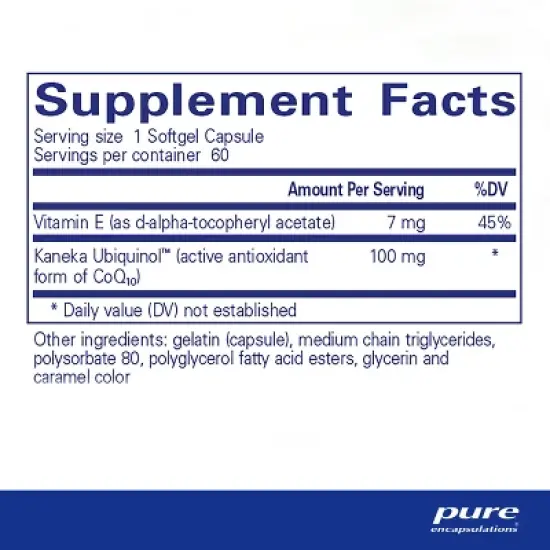 Pure Encapsulations Ubiquinol VESIsorb - Hypoallergenic Supplement - Enhanced Absorption of Active Antioxidant Form of CoQ10 - 60 Caplique Capsules image {1}
