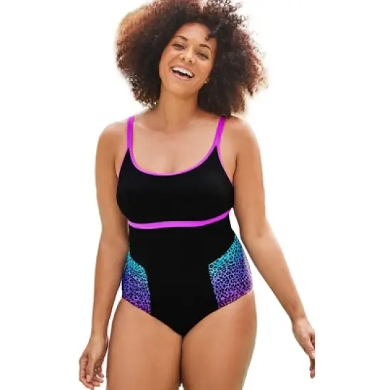 Swimsuits for All Women&rsquo;s Plus Size Chlorine Resistant Double Strap One Piece Swimsuit image {3}