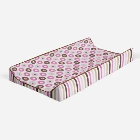 Bacati - Mod Dots/Stripes Pink/choco Dots changing pad cover image {6}