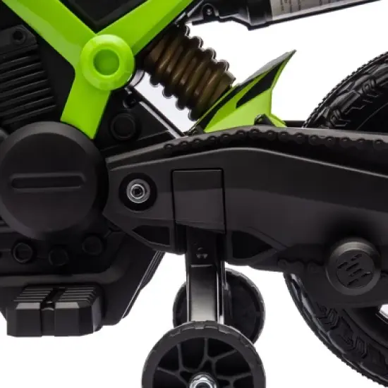 Qaba Kids Motorcycle, 6V Battery Powered Dirt Bike with Training Wheels, Horn & Start Sound, Electric Motorcycle for Kids 3-8 Years, Green image {4}