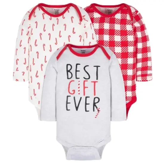 Gerber Baby Neutral Holiday Onesies Bodysuits, 3-pack image {8}
