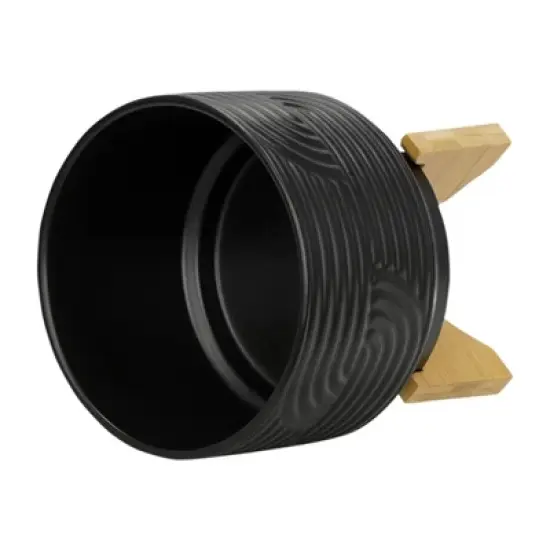 Sagebrook Home 7"x7" Abstract Ceramic Planter Pot on Stand Black image {2}