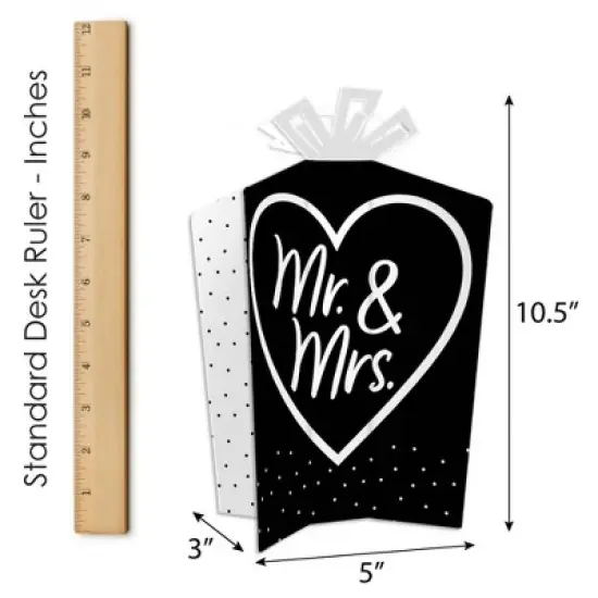 Big Dot of Happiness Mr. and Mrs. - Table Decorations - Black and White Wedding or Bridal Shower Fold and Flare Centerpieces - 10 Count image {5}
