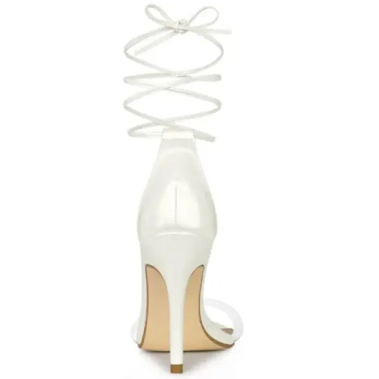 Allegra K Women's Clear Strap Stiletto Heel Lace Up Heels Sandals image {2}