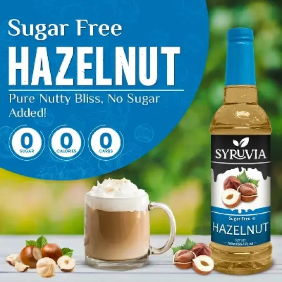 Syruvia Sugar Free Hazelnut Syrup - 25.4 fl oz. Premium Flavoring Syrup For Coffee image {1}