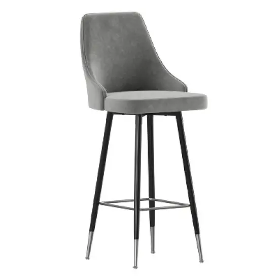 Merrick Lane Modern Upholstered Dining Stools with Chrome Accented Metal Frames and Footrests image {8}