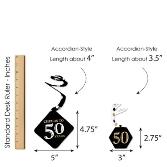 Big Dot of Happiness Adult 50th Birthday - Gold - Birthday Party Hanging Decor - Party Decoration Swirls - Set of 40 image {6}