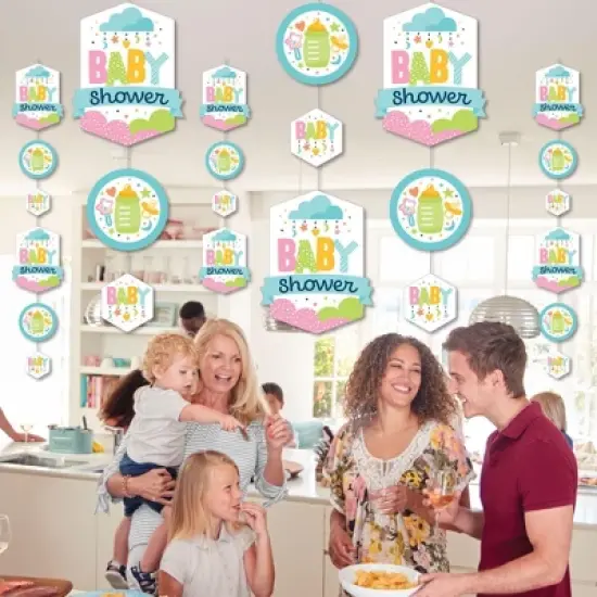 Big Dot of Happiness Colorful Baby Shower - Gender Neutral Party DIY Dangler Backdrop - Hanging Vertical Decorations - 30 Pieces image {2}