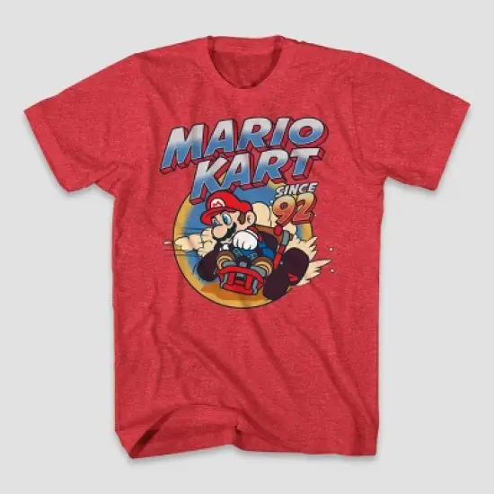 Men's Nintendo Mario Kart Short Sleeve Graphic T-Shirt - Heather Red image {1}