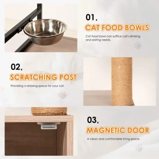 Multipet Cat Tree with Litter Box Enclosure, Large Hammock, Bed, Food Station, Scratching Posts image {4}