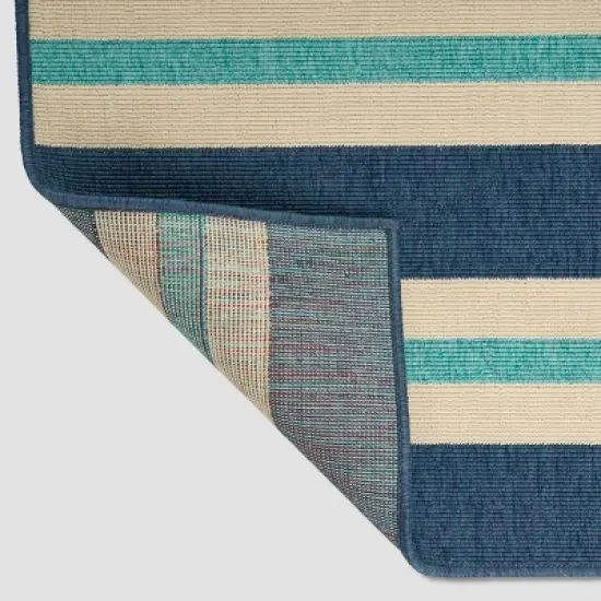 Ronan Geometric Outdoor Rug Blue/Ivory - Christopher Knight Home image {3}