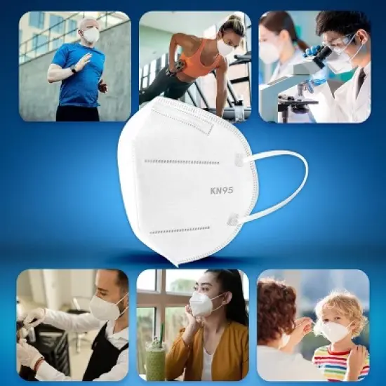 RightCare KN95 Protective Face Mask (Non-Medical) 99% Filter Efficiency 5-PLY mask with Ear Loops and Shapeable Nose Bridge, 10 Pack - White image {6}
