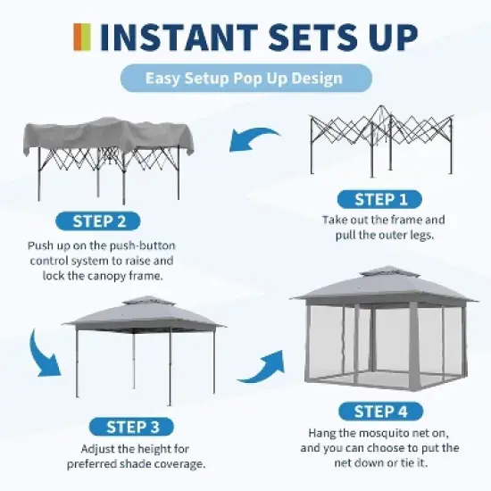 11FT Outdoor Canopy Gazebo Tent with Mosquito Netting, Portable Patio Shelter for Backyard or Garden, Includes Carrying Bag image {2}
