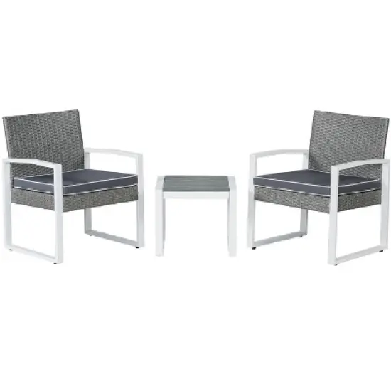 Selby 3-Piece Modern Coastal Faux Wicker Conversation Outdoor Patio Set - JONATHAN Y image {6}