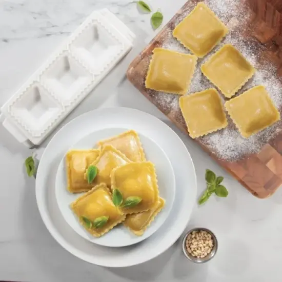 Jumbo Squares 2" Ravioli Molds (2 Pack)- Homemade Filled Pasta Maker- 2 Piece Tray & Press makes 3 Raviolis or Pastry at a Time, Easy to Use & Clean image {1}