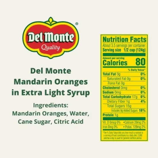 Del Monte Mandarin Oranges in Light Syrup 15oz image {4}
