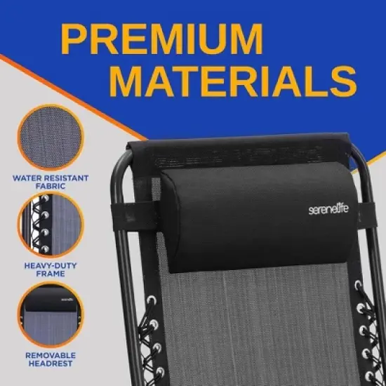 Adjustable Zero Gravity Chair Set for Relaxation with Foldable Design, Portable, Durable, Black image {7}