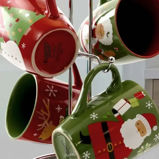 Gibson Home Santa Smile 4 Piece 15 Ounce Stoneware Mugs in Assorted Designs image {3}
