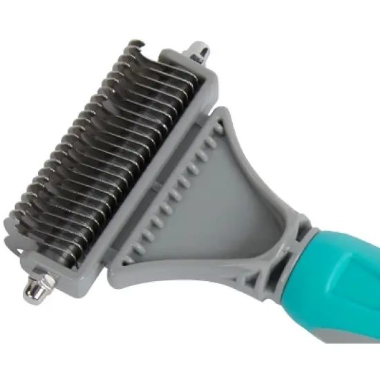 Groomer Essentials Double-Sided Deshedding Rake 12/23 Blades - Dog Brush for Shedding and Mat Removal, Ideal for Medium to Long Coats image {4}