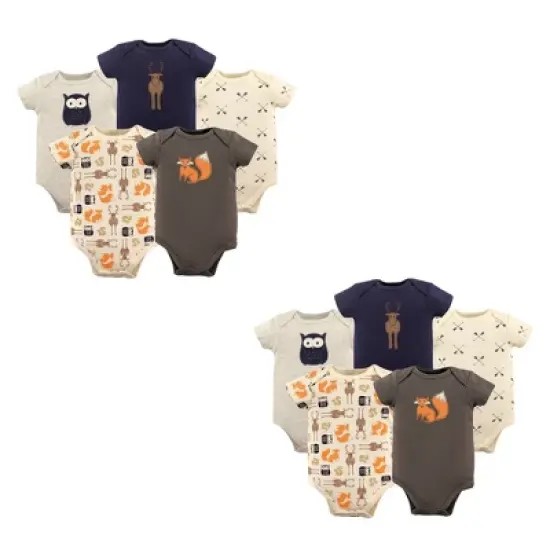 Hudson Baby Infant Boy Cotton Bodysuits, Forest 10-Piece image {3}