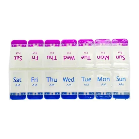 Unique Bargains 14 Grid Double Row Pill Case Dark Blue Purple 1 Pc image {6}