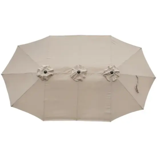 Northlight 15' Outdoor Patio Market Umbrella with Hand Crank, Beige image {1}