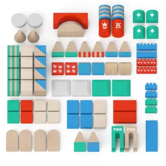 FAO Schwarz Toy Wood Castle Blocks 75pc Sprout image {3}