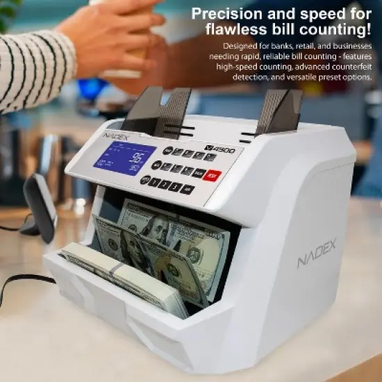 Nadex Coins&trade; V4500 Front-Loading Bill Counting Machine in White image {6}