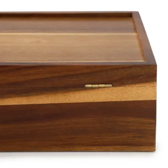 MegaChef Acacia Wood 14.25 x 7.5 Inch 10 Compartment Tea Box image {5}
