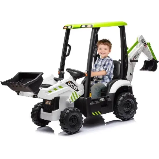 12V Licensed JCB Ride-On Excavator for Kids, 4-in-1 Electric Digger Toy with Remote Control, Front Loader, Shovel & Tent, Powered Ride-On Car image {6}