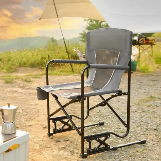 ALEXOUN Outdoor Camping Lounge Chair Portable Folding Chair with Solid,Durable Armrests,Drink Holder & Comfortable,Backrest 250 lbs Capacity image {7}