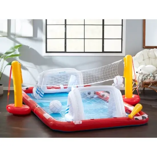 Intex 57147EP Action Sports Inflatable Multi Activity Water Filled Play Center with Included Soccer Ball, Baseball and Volleyball image {1}