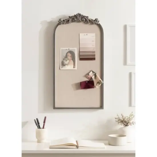 Kate & Laurel All Things Decor 13"X25" Arendahl Arch Framed Pinboard Silver image {5}