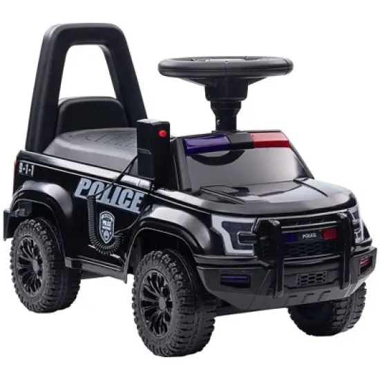 Aosom Kids Ride On Sliding Car with Hidden Under Seat Storage, Ride On Police Car for Toddler with Megaphone, Anti Dumping Device, Removable Backrest, Foot-to-Floor Design, Aged 18-60 Months image {7}