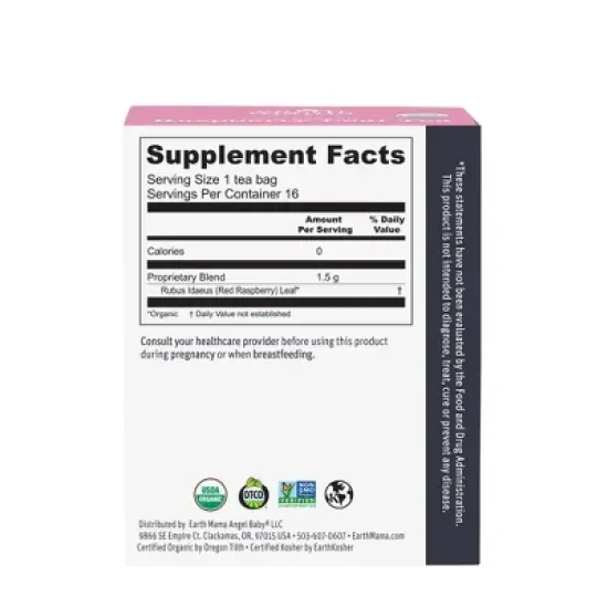 Earth Mama Organic Raspberry Leaf Tea for Labor Prep and Menstrual Support - 0.84oz/16ct image {1}