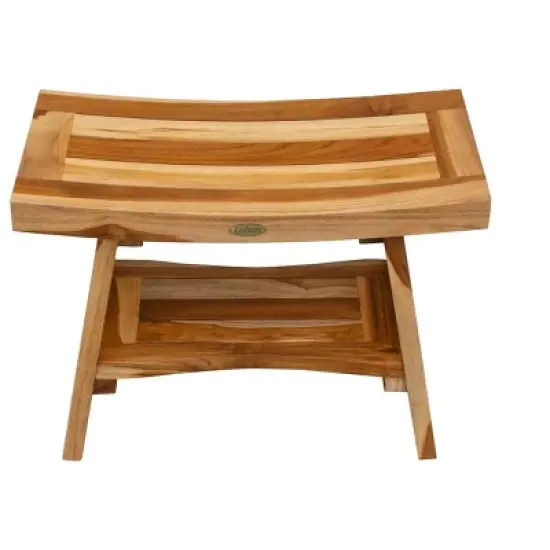 EcoDecors&reg; Serenity&reg; 24" Teak Wood Shower Bench with Shelf in EarthyTeak Finish image {4}