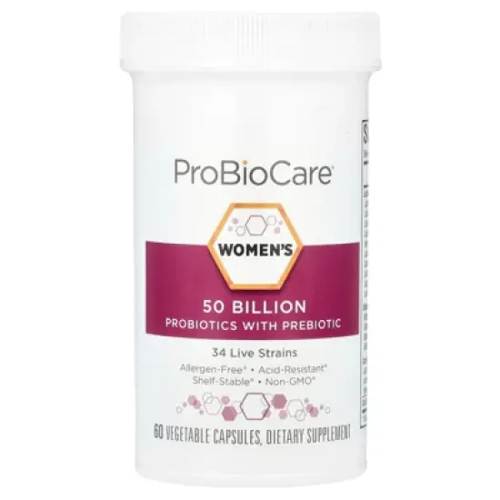 ProBioCare Women's Probiotics With Prebiotic, 50 Billion, 60 Vegetable Capsules image {2}
