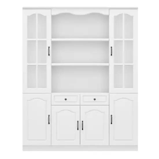 Famapy Modular Storage Cabinet Elegant White Pantry Bookshelf Multifunctional Tempered Glass Cabinet image {10}