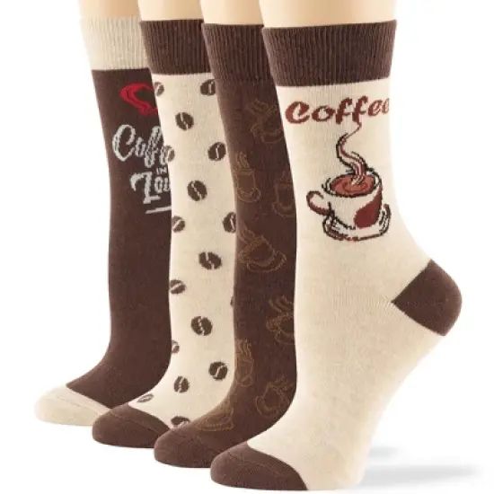 Women Cotton Calf Patterned Socks - 4 Pack - Striped, Dot, Geometric - M/L - Black, Brown, Navy | 7BIGSTARS KINGDOM image {9}