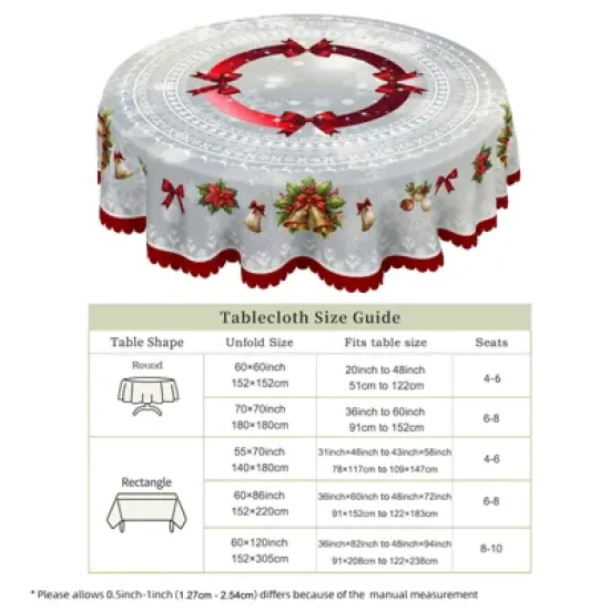 LOVEVOOK Holiday Tablecloth Christmas Table Cloths, Washable Polyester Fabric Table Covers for Dining, Party Holiday Decor image {2}