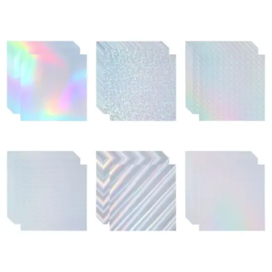 Unique Bargains Metallic Iridescent Mirror Paper Foil Board Reflective Holographic Cardstock 60 Pcs image {6}