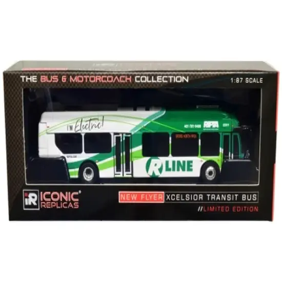 New Flyer Xcelsior Charge NG Electric Transit Bus RIPTA "R Line Broad/North Main" 1/87 Diecast Model by Iconic Replicas image {2}