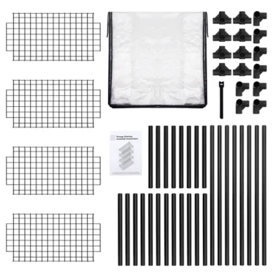 FONTOI Baker's Racks, 4 Tier Wire Shelf with Cover, FreeStanding Metal Storage Rack for Door Entrance Garage Kitchen Office, Black, 29"*14"*45" image {2}