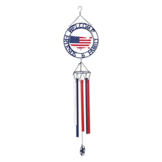 Zingz Home Iron Weathervane Wind Chime - 45X9.5X4.75 - Patriotic Welcome image {5}