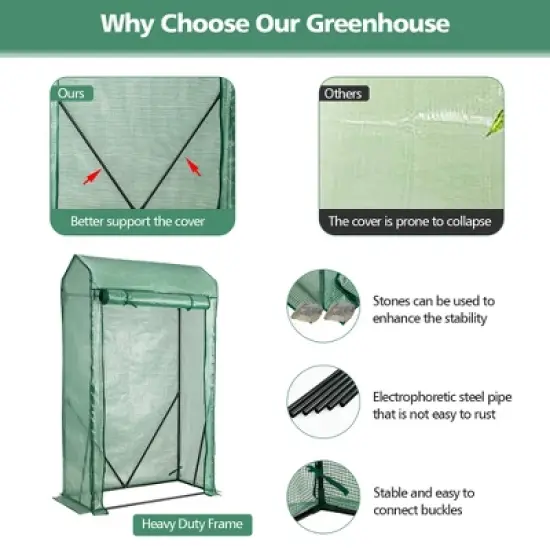 Costway 39'' x 20'' x 67'' Walk-in Garden Greenhouse Hot House Tomato Plant Warm House image {8}