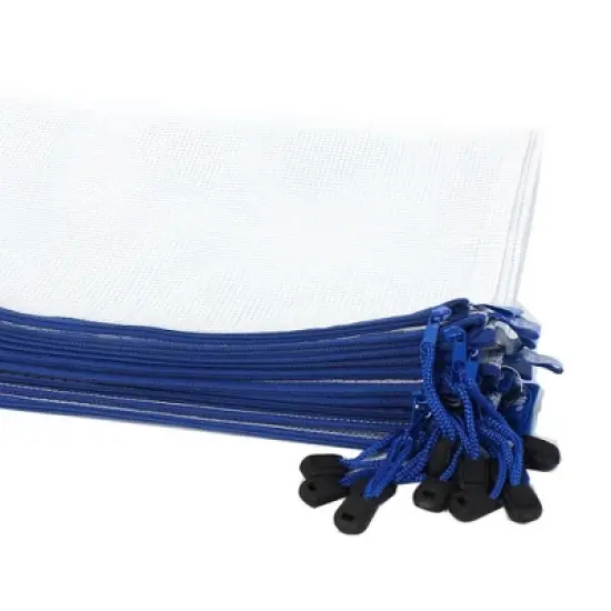 PiccoCasa Office Plastic Zip Closure A4 Paper Files Document Bags Clear Blue 12 Pcs image {5}