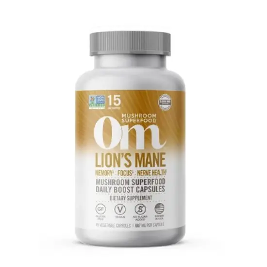 Om Mushrooms Superfood Lion's Mane Vegan Capsules - 45ct image {3}